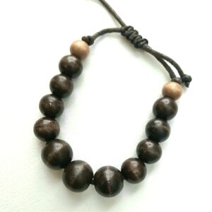 Brown Wood Beaded Bracelet